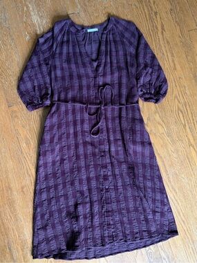 Neuflora Purple Plaid Midi Dress Size S Nursing Friendly